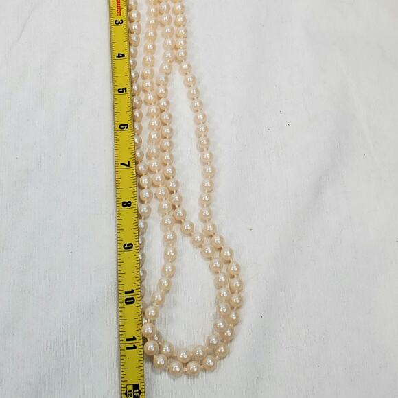 Double Strand Faux Pearl Vtg 11.5" Retro Glam Corpcore - Picture 5 of 5